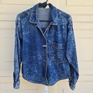 Vintage 80's Traffic Denim Shacket Acid Wash Button Back possible Small no tags